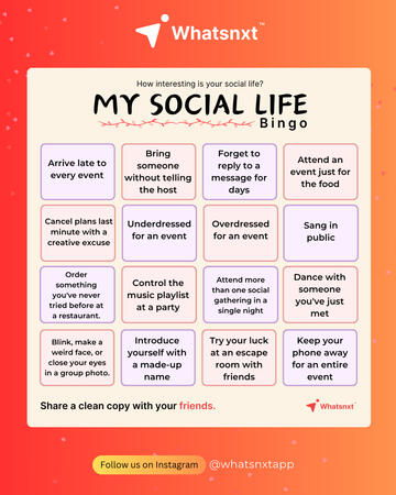 My social life bingo